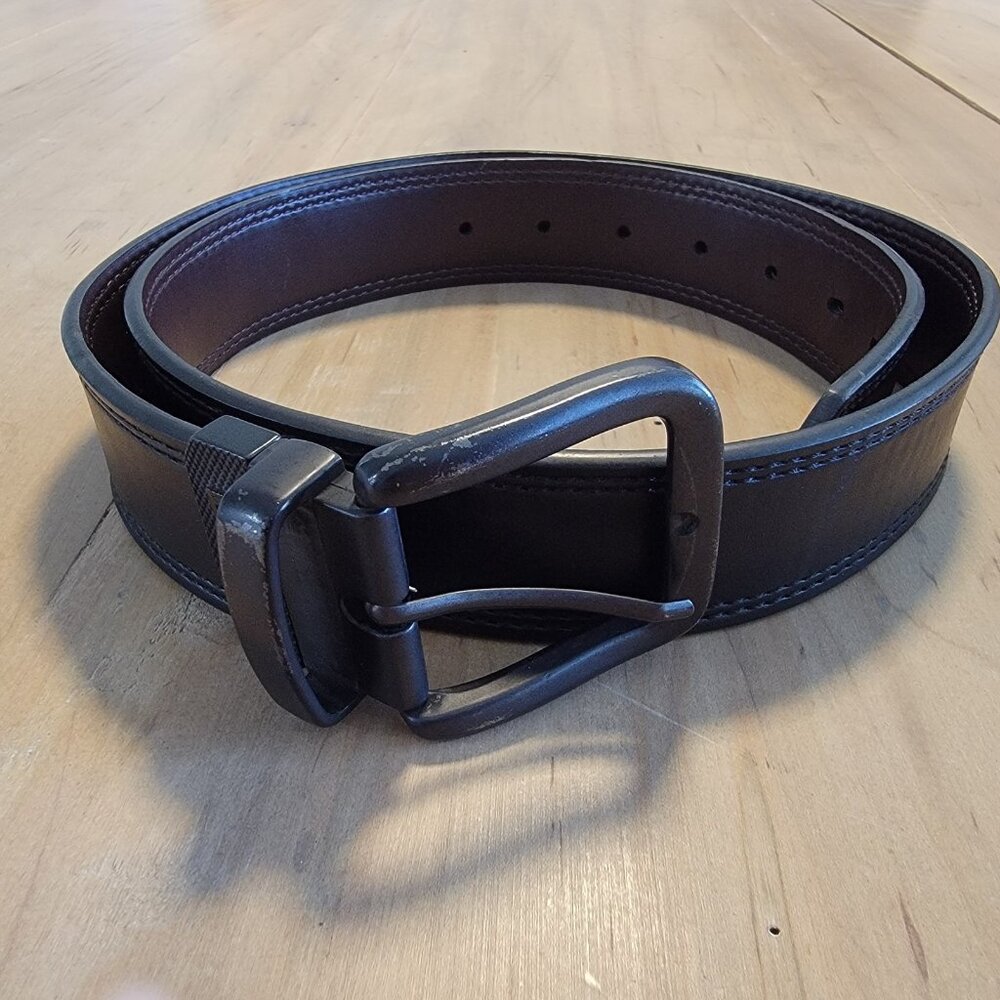 Levi's Belt Men's Brown Black Coated Leather Reversible Metal‎ Buckle 36 Classic